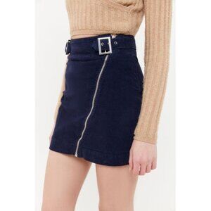 Urban Outfitters Skirt Harmony Blue Corduroy Mini Zip Front Buckle